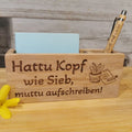 Notizzettel-Halter aus Holz – Hattu Kopf wie Sieb, muttu aufschreiben!