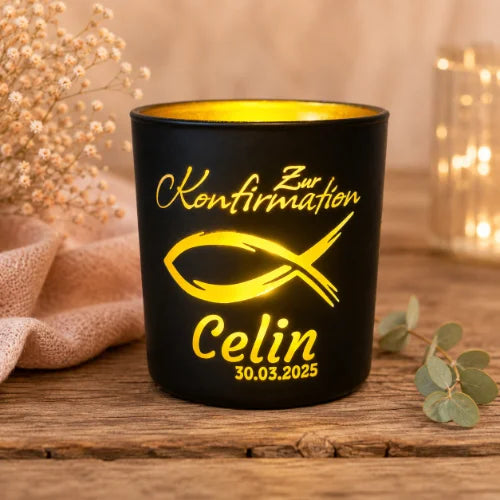 Personalisiertes Windlicht zur Konfirmation – Geschenk zur Konfirmation