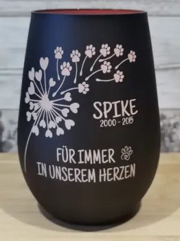 Preview: Personalisiertes Windlicht | Gedenklicht für Haustiere - Schwarz-Rot
