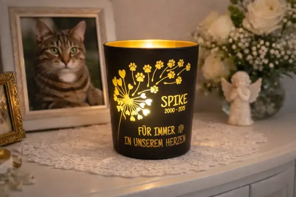 Personalisierbares Gedenklicht für Haustiere